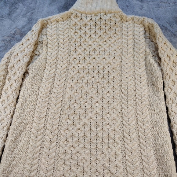 Vintage Made in Ireland Inis Crafts 100% Merino Wool Full Zip Cardigan Sweater - Picture 4 of 8